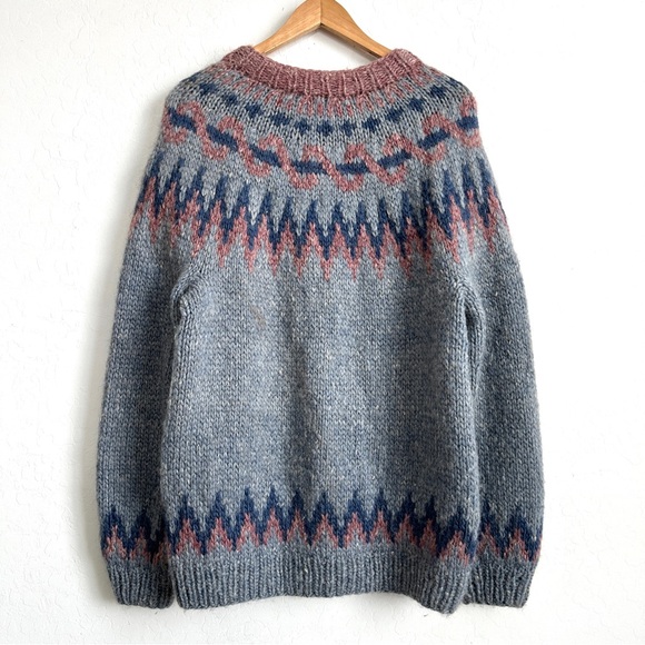 David Grains VTG Sweater Large? Cardigan Wool Icelandic Lopi Nordic Fair Isle - Picture 5 of 11